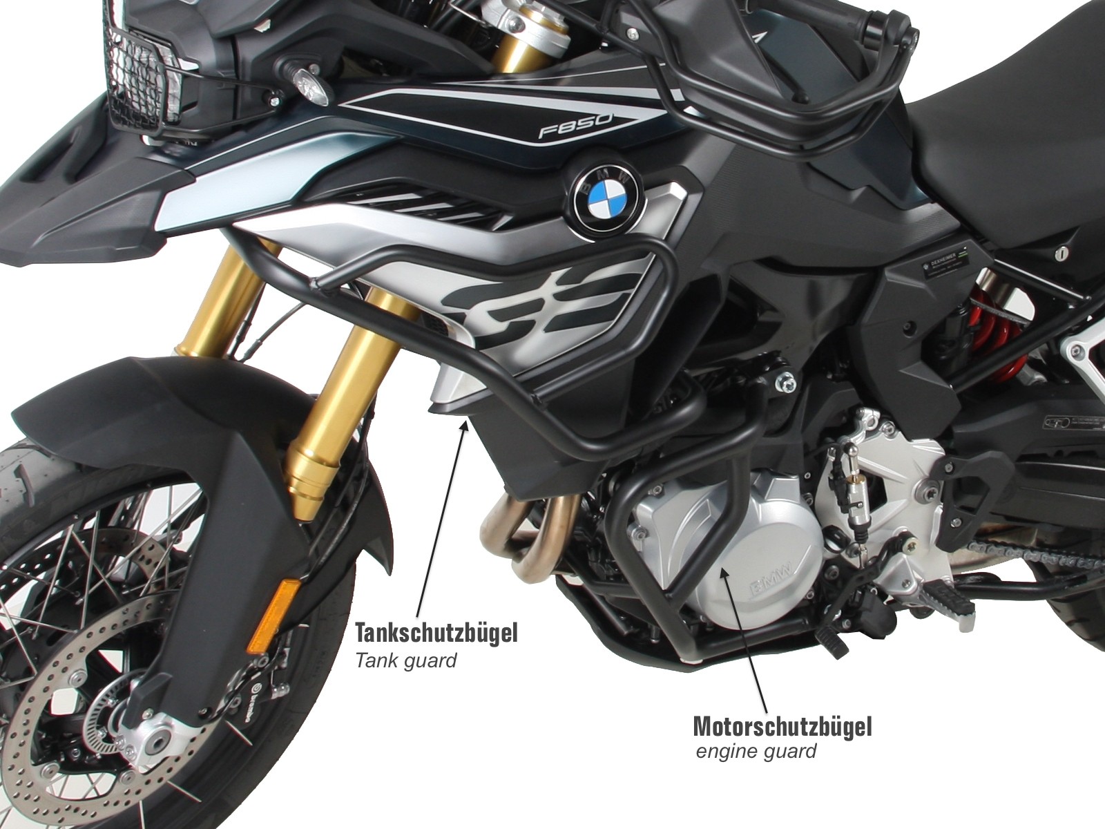 Barra di protezione serbatoio nera per BMW F 850 GS Hepco & Becker