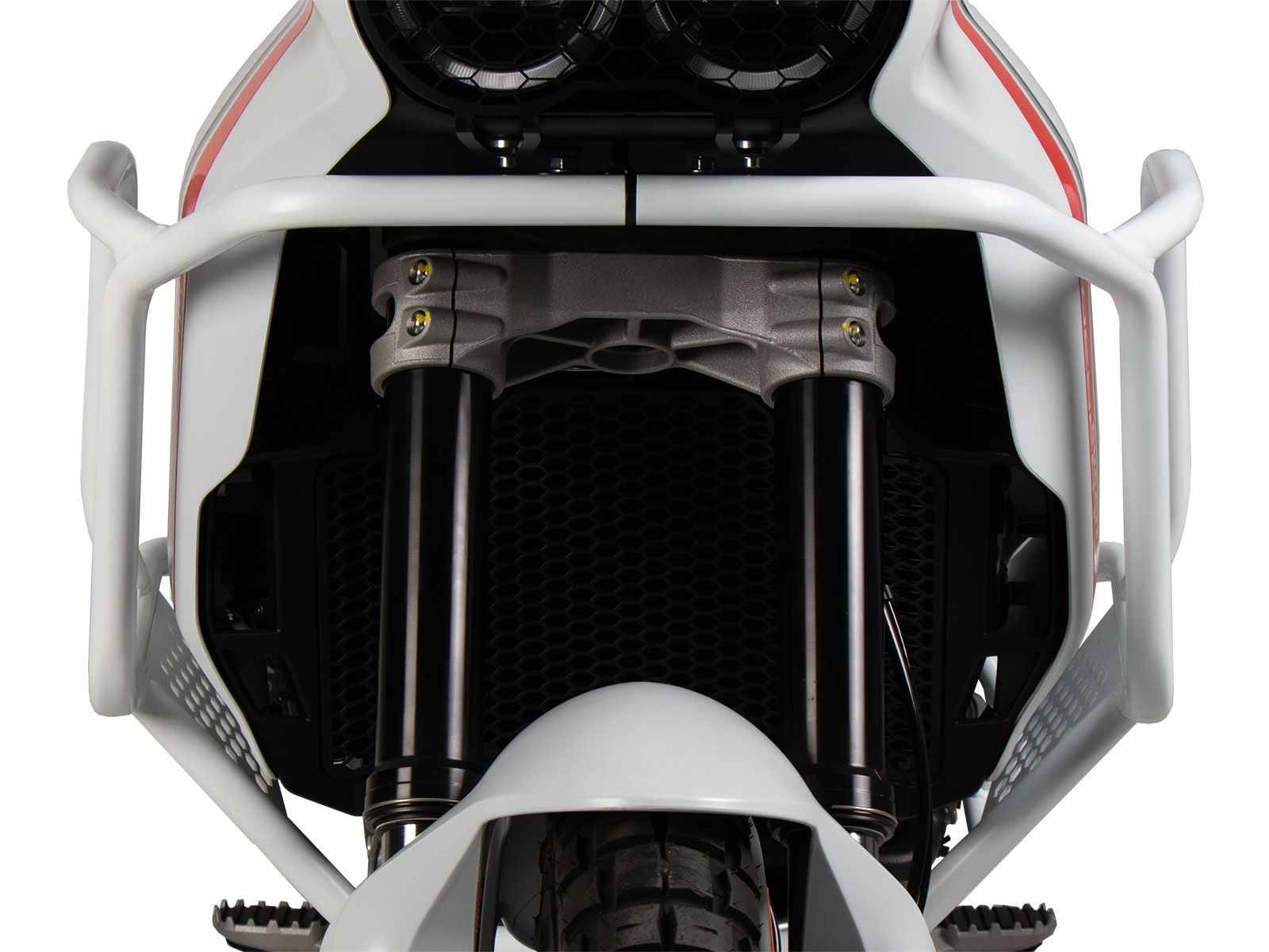 Barra di protezione serbatoio bianca per Ducati Desert X Rally (24-) Hepco & Becker