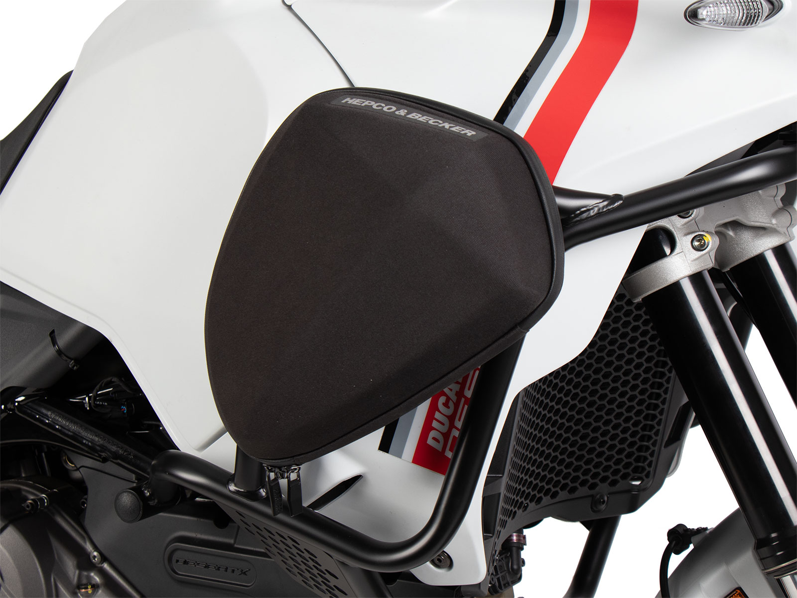 Barra di protezione serbatoio bianca per Ducati Desert X Rally (24-) Hepco & Becker