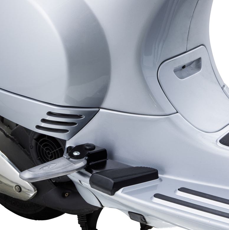 Pedane destra e sinistra per Vespa LX /LXV /S 50-150cc, nero/argento