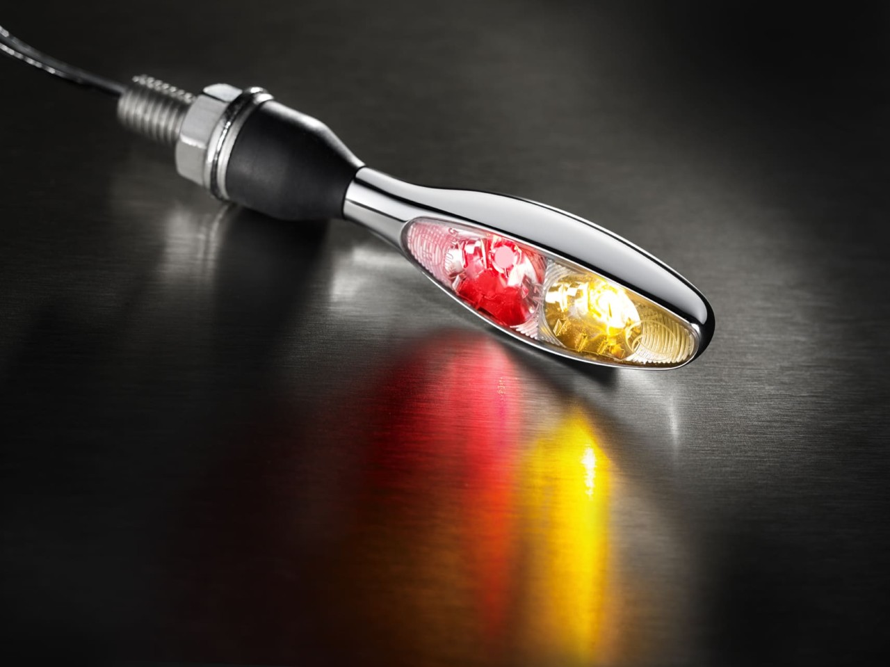 Indicatore di direzione Kellermann, luce posteriore e freno, Micro 1000 DF, acciaio, LED, HL/HR, 12 V, cromo lucido