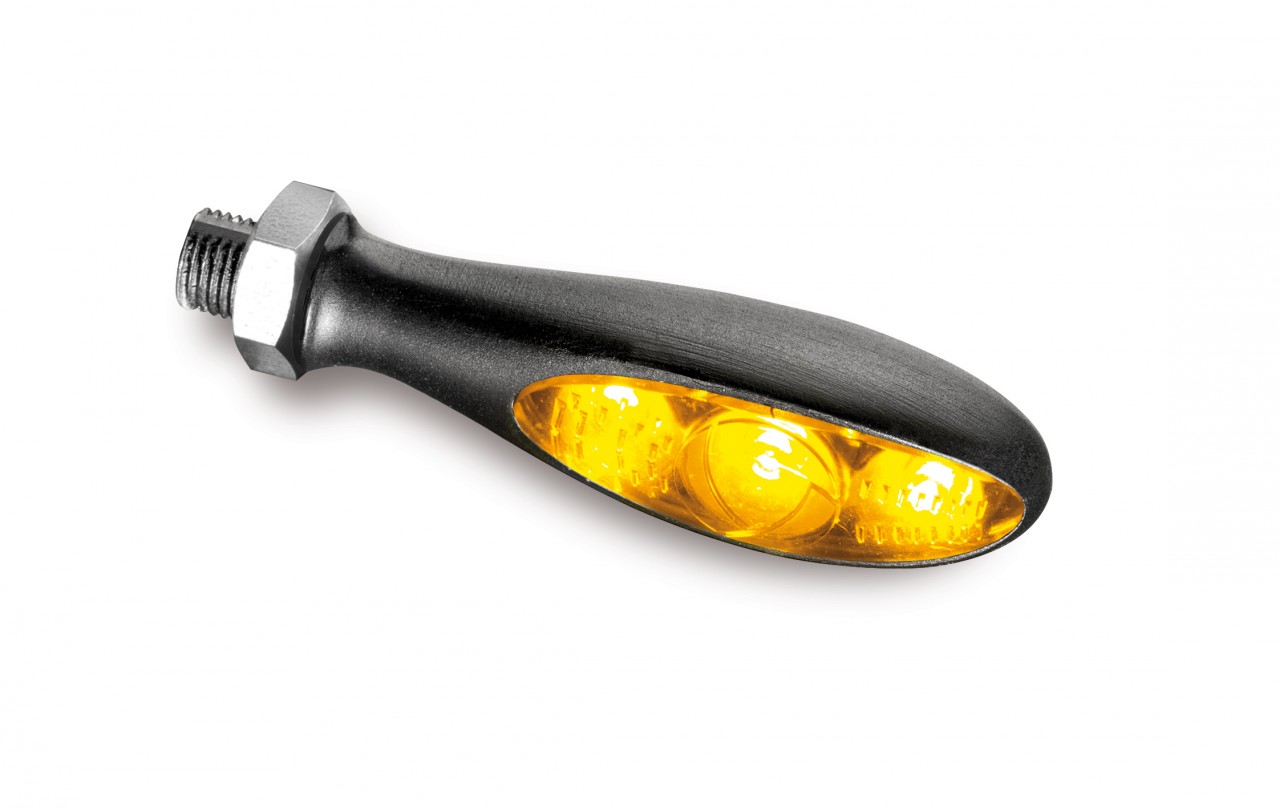 Indicatore Kellermann, Micro S Dark, alluminio, LED, V/H, L/R, 12 V, nero satinato, M5x0,5x6,5