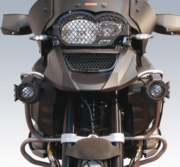 Protezione faretti laterali con griglia per BMW R 1200 GS Adventure, nera