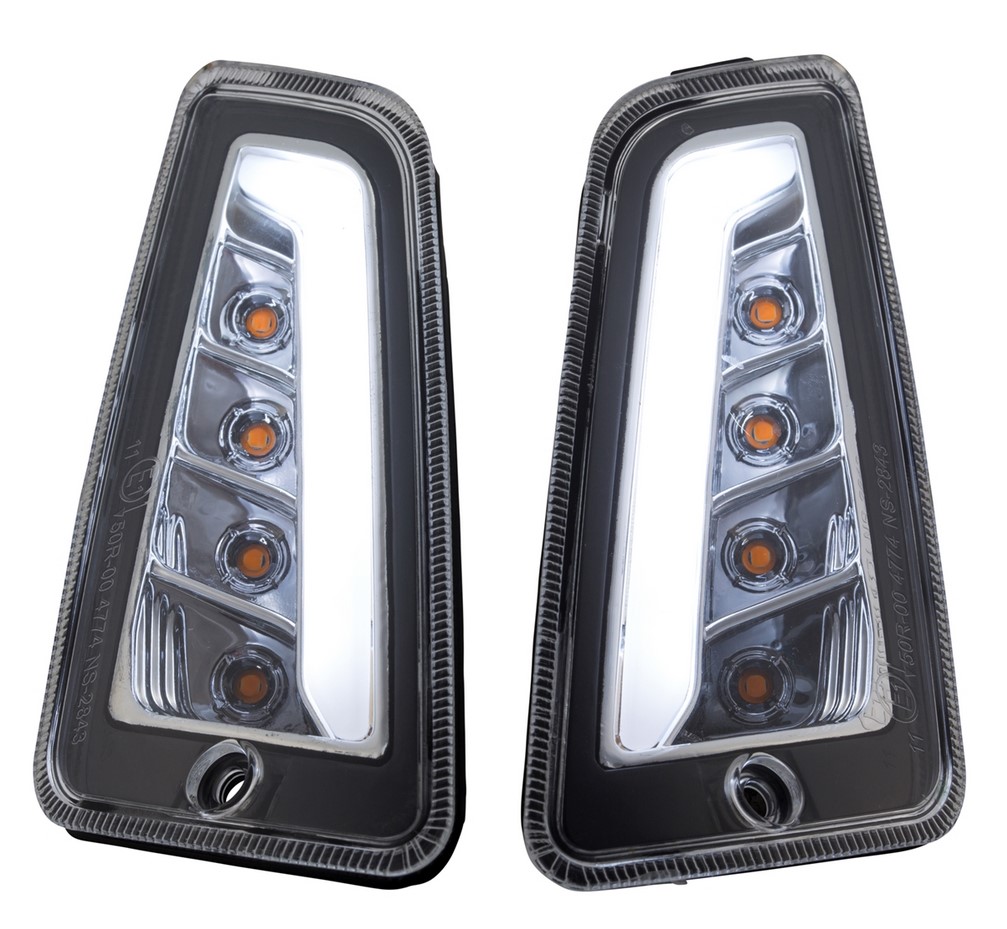 Kit indicatore di direzione anteriore destro/sinistro per Vespa GTS/GTS Super/GTV 125-300cc ('14-), trasparente
