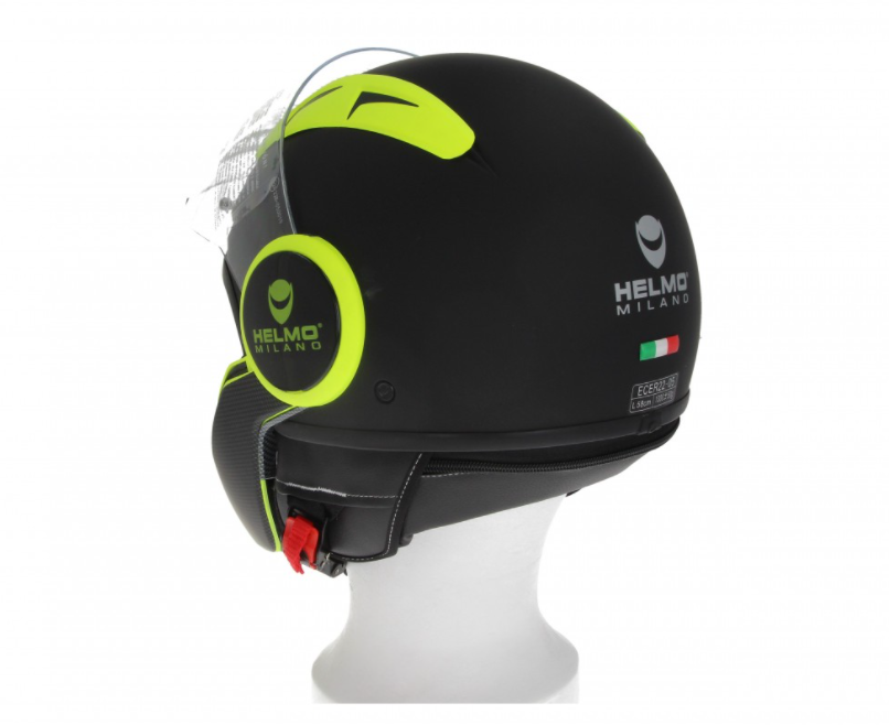 Casco integrale Helmo Milano, FuoriRotta Premium, nero, giallo, opaco
