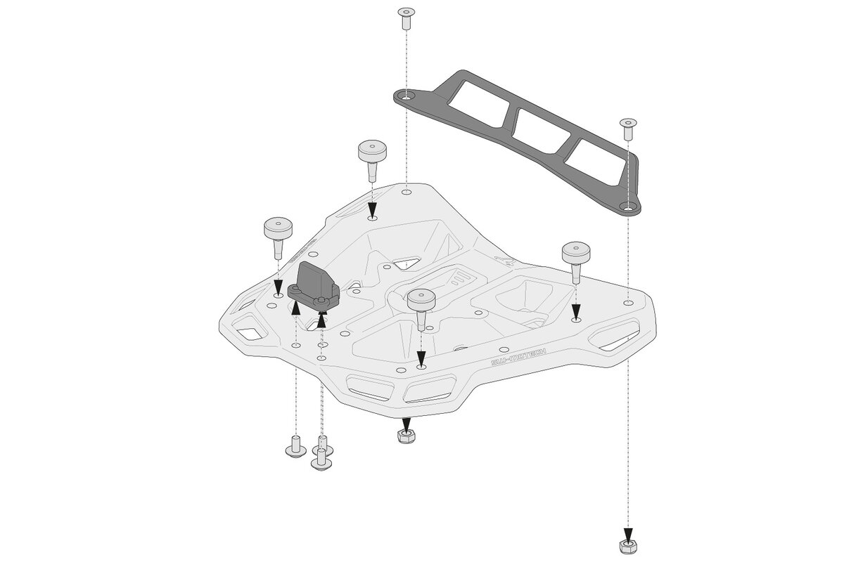 Kit adattatore SW-Motech per portapacchi ADVENTURE-RACK per bauletti monolock Givi/Kappa