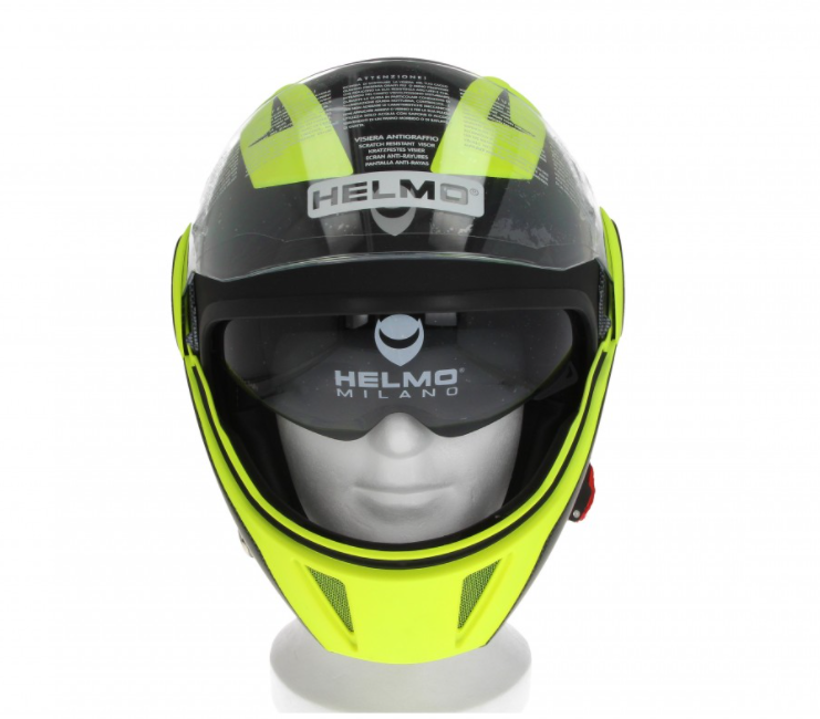 Casco integrale Helmo Milano, FuoriRotta Premium, nero, giallo, opaco