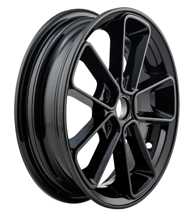Cerchio anteriore/posteriore da 12" per Vespa GTS/GTS Super/GTV/GT 60/GT/GT L 125-300ccm, nero lucido