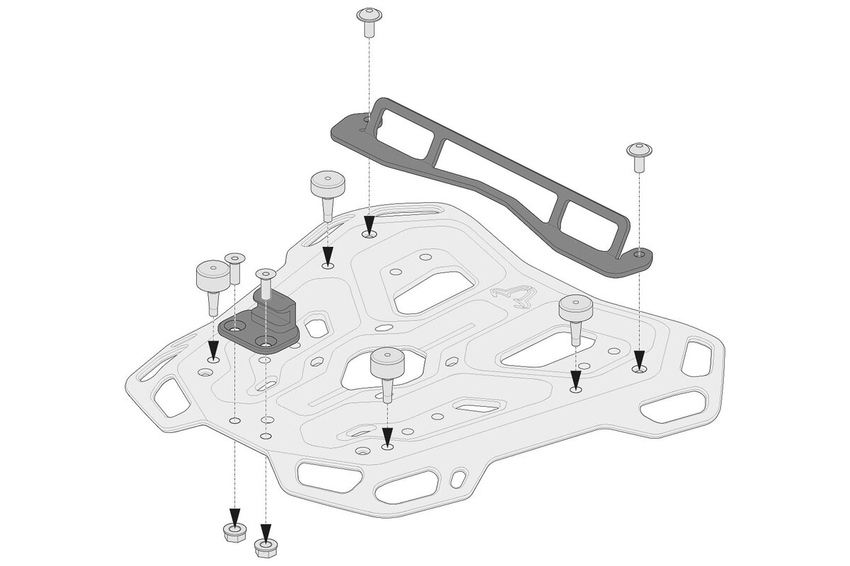 Kit adattatore SW-Motech per portapacchi ADVENTURE-RACK per bauletti Shad