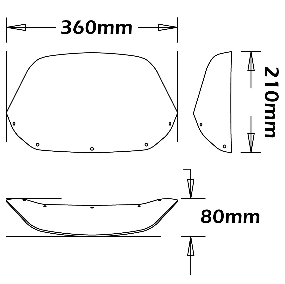 Parabrezza di tipo originale - altezza 210 mm per Honda Africa Twin 750