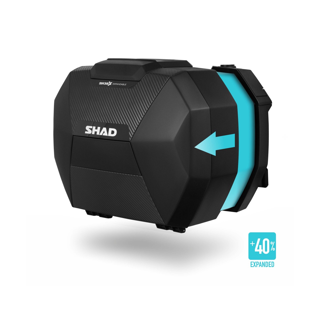 Set di valigie laterali Shad SH38X espandibili, effetto carbonio / nero, 38 l