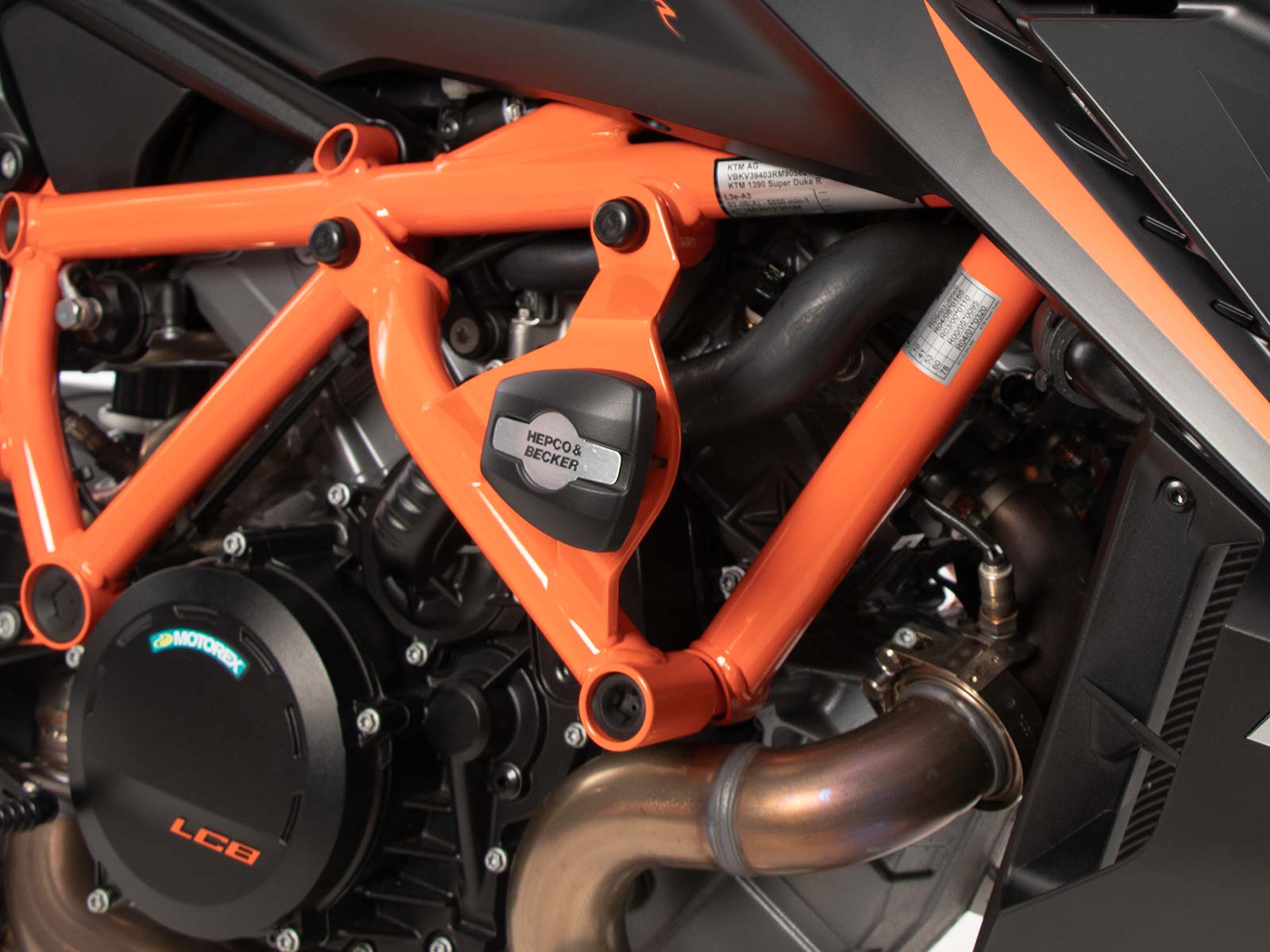 Protezione motore incl. cuscinetto di protezione arancione per KTM 1390 Super Duke R / EVO (24-)