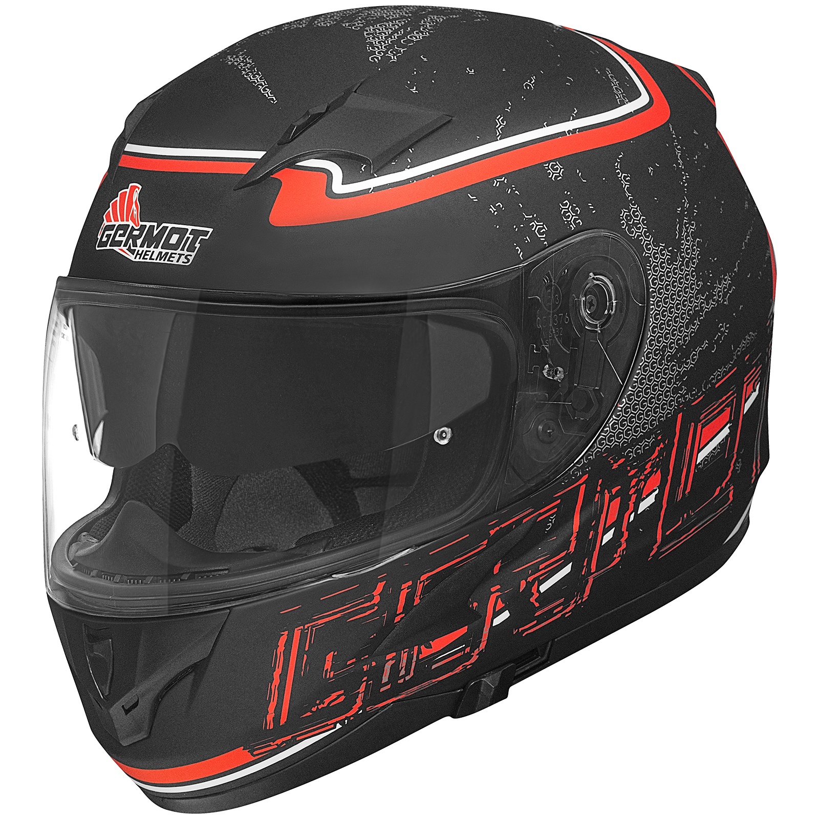 Casco integrale Germot GM 306, nero opaco/rosso