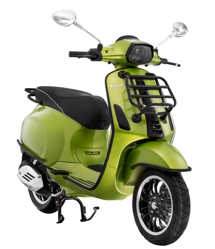 Portapacchi anteriore per Vespa Primavera /Sprint /Elettrica 50-150ccm, pieghevole, nero opaco