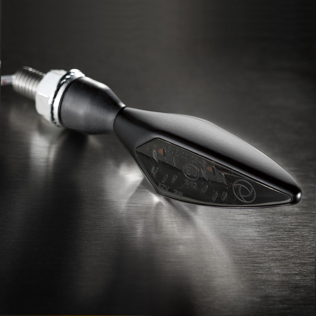 Indicatore Kellermann, Rhombus Dark, acciaio, LED, VR/HL, 12 V, nero satinato, M8x20, omologato E