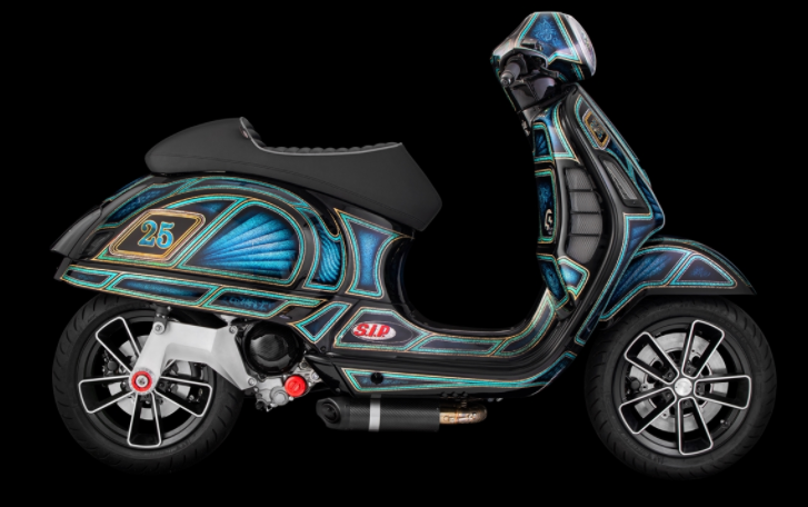 Forcellone per scarico racing, posteriore per Vespa GTS/​GTS Super/​GTV/​GT 60/​GT/​GT L senza ABS, argento