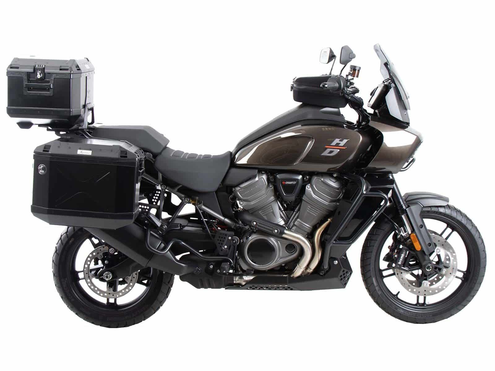 Portavaligie in alluminio nero per Harley Davidson Pan America (21-) Hepco & Becker