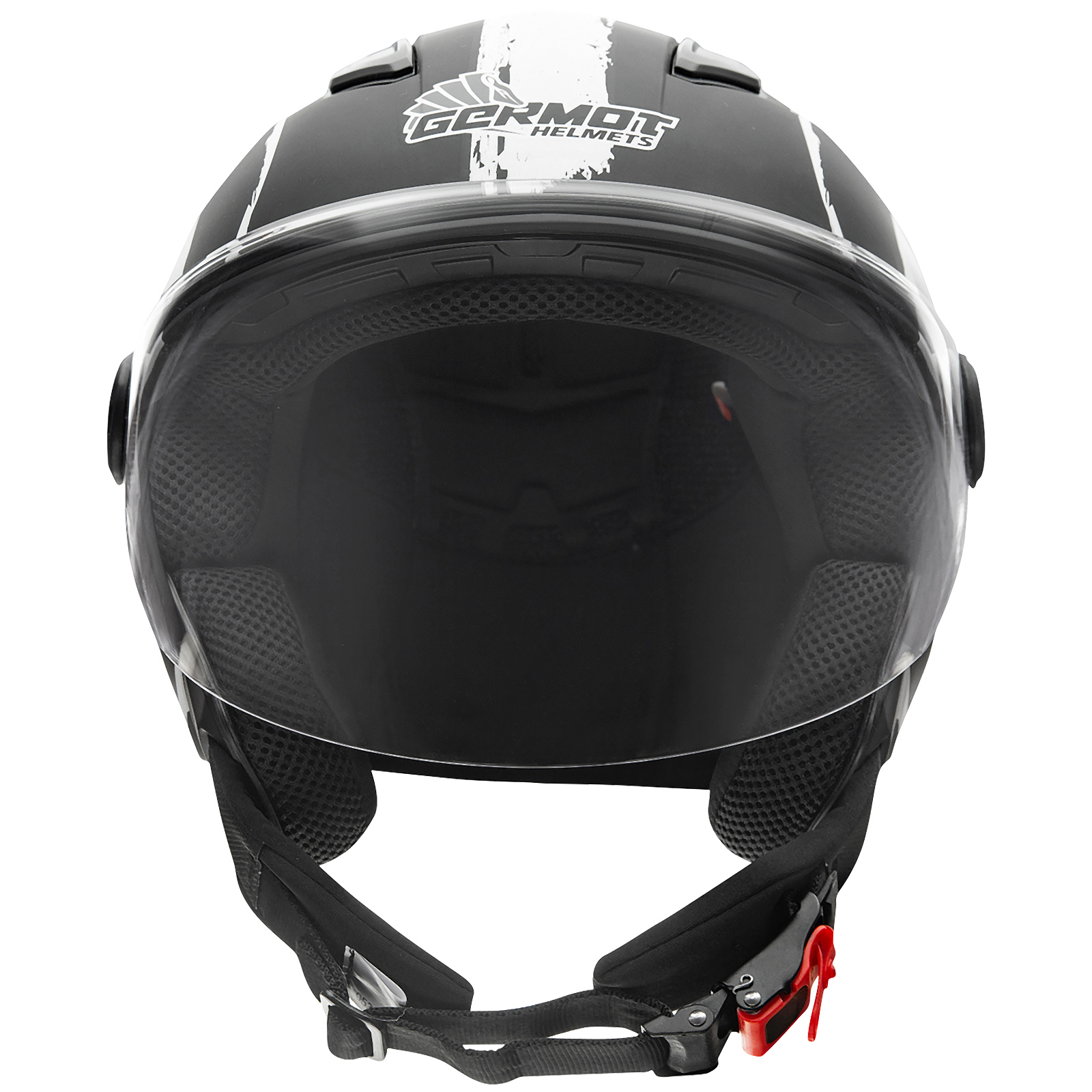 Casco Germot GM 196, nero opaco/bianco