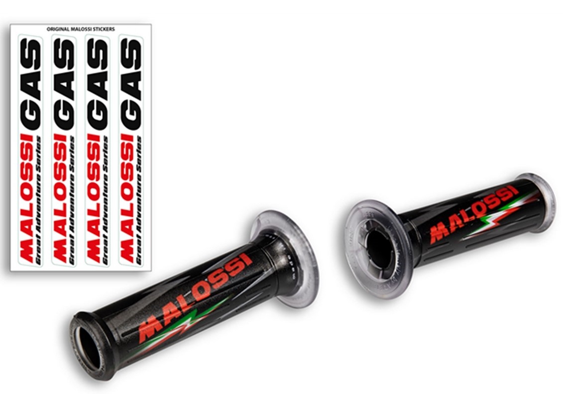 Manopole MALOSSI per Vespa GTS/GTS Super/GT/GT L 125-300cc, nere, con apertura terminale del manubrio