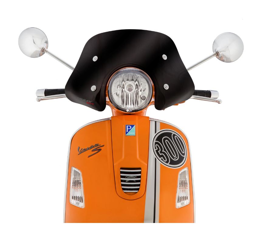 Flyscreen ERMAX Piccolo H 160 mm per Vespa GTS/GTS Super/GT/GT L (-22), nero oscurato