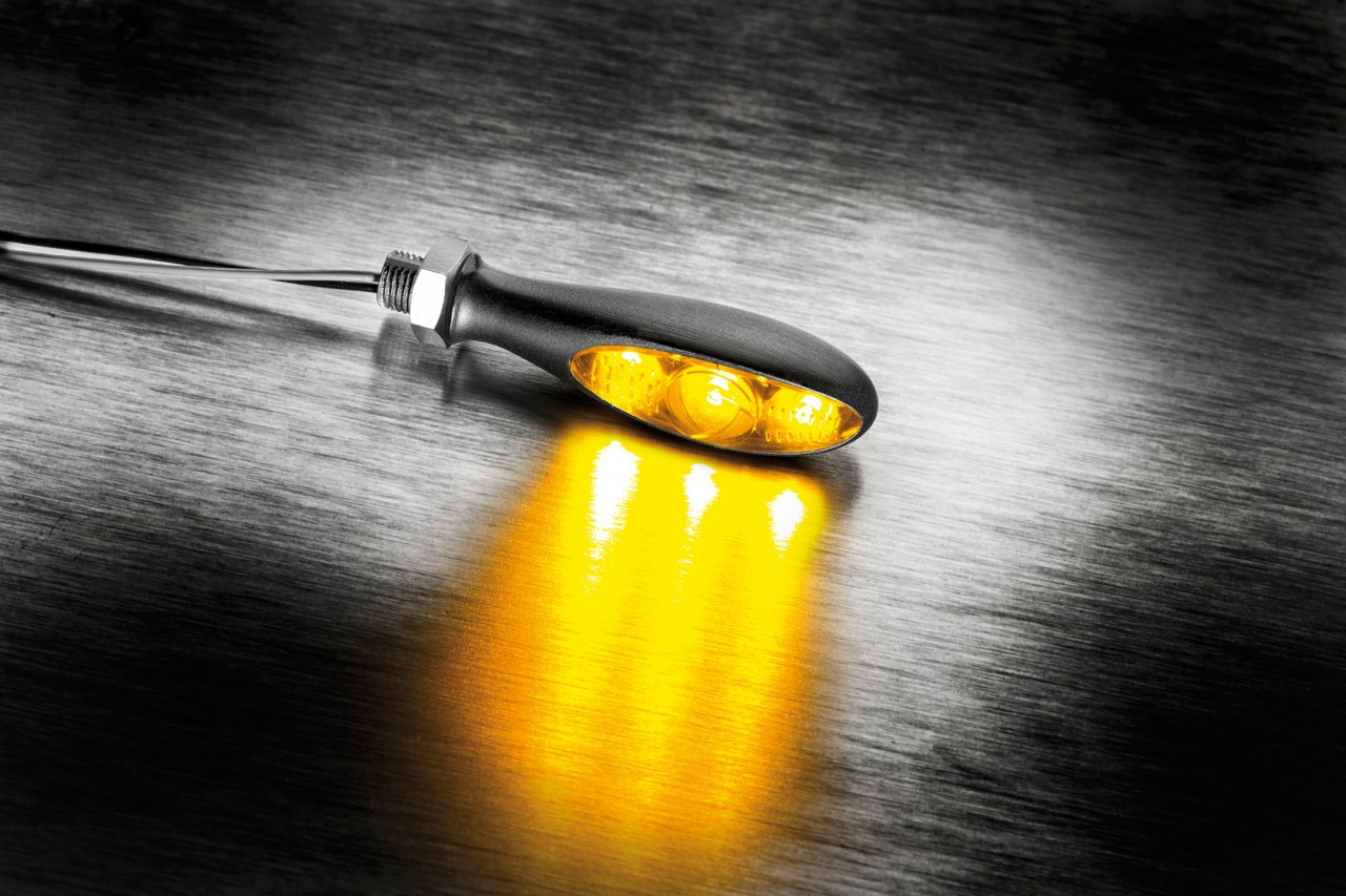Indicatore Kellermann, Micro S Dark, alluminio, LED, V/H, L/R, 12 V, nero satinato, M5x0,5x6,5