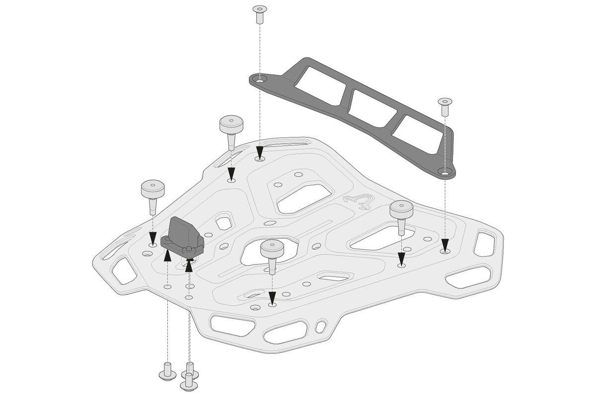 Kit adattatore SW-Motech per portapacchi ADVENTURE-RACK per bauletti monolock Givi/Kappa
