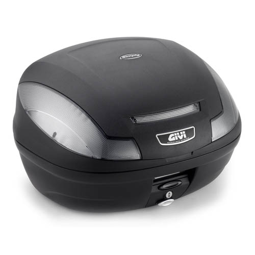 E470 Simply III TECH MONOLOCK Bauletto nero con catadiottri e piastra trasparenti Givi