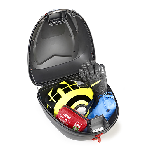 B330 TECH MONOLOCK bauletto nero con catarifrangenti trasparenti e piastra Givi