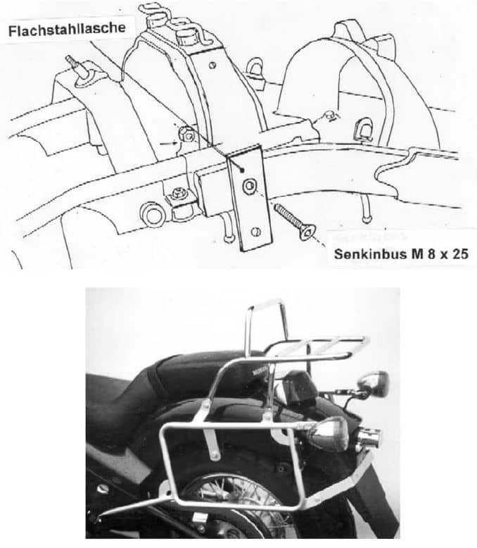 Portapacchi tubolare e portavaligie laterale cromato per Honda VT 600 C (88-00)