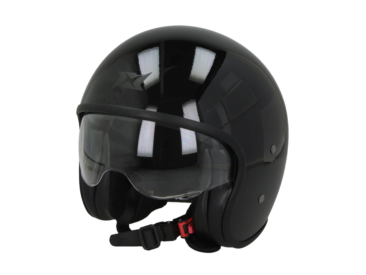 Casco jet Axxis Hornet Fiber SV, tinta unita, nero, lucido, fibra di vetro, ECE 22.06