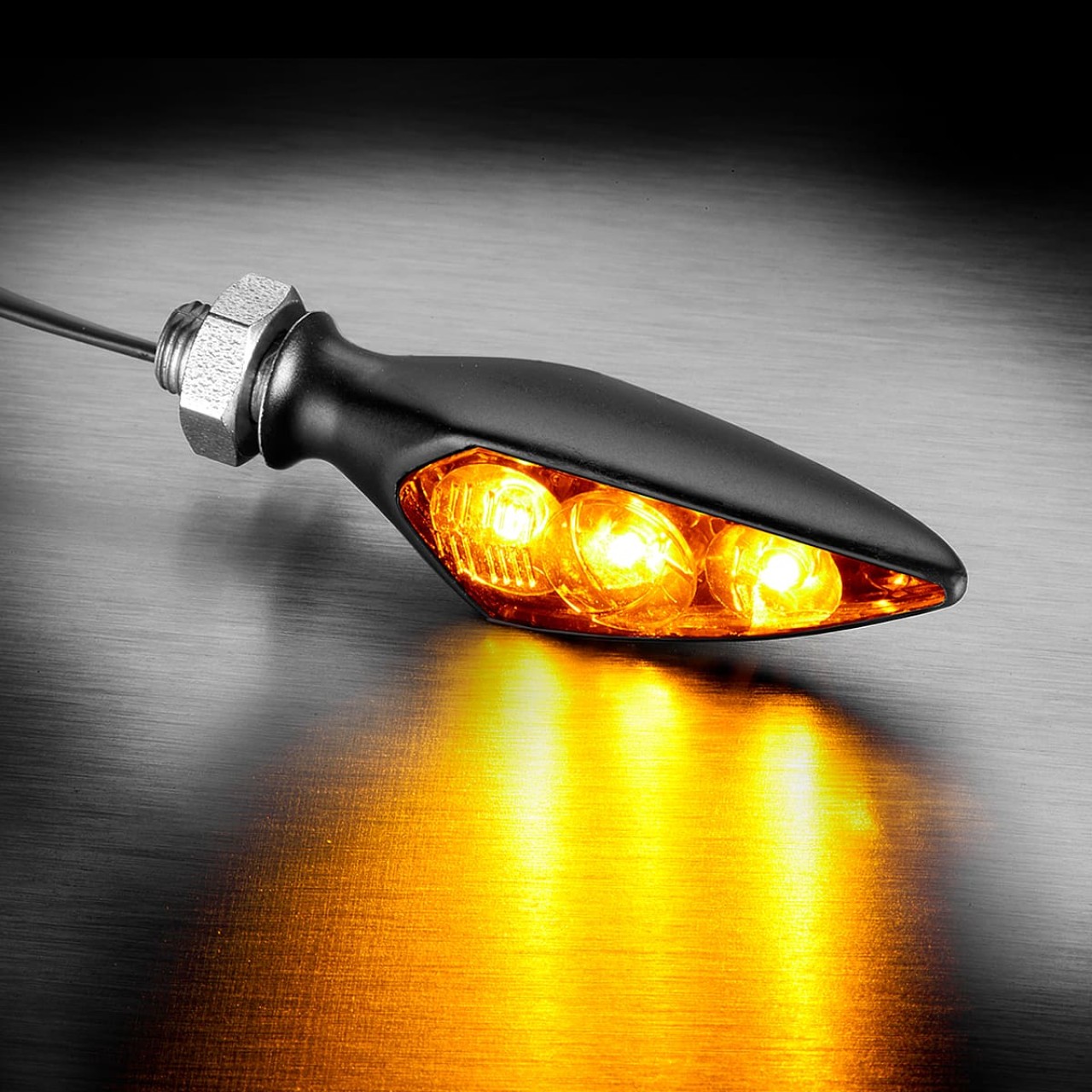 Indicatore Kellermann, Rhombus S Dark, alluminio, LED, VR/HL, 12 V, nero satinato, M5x0,5x6,5