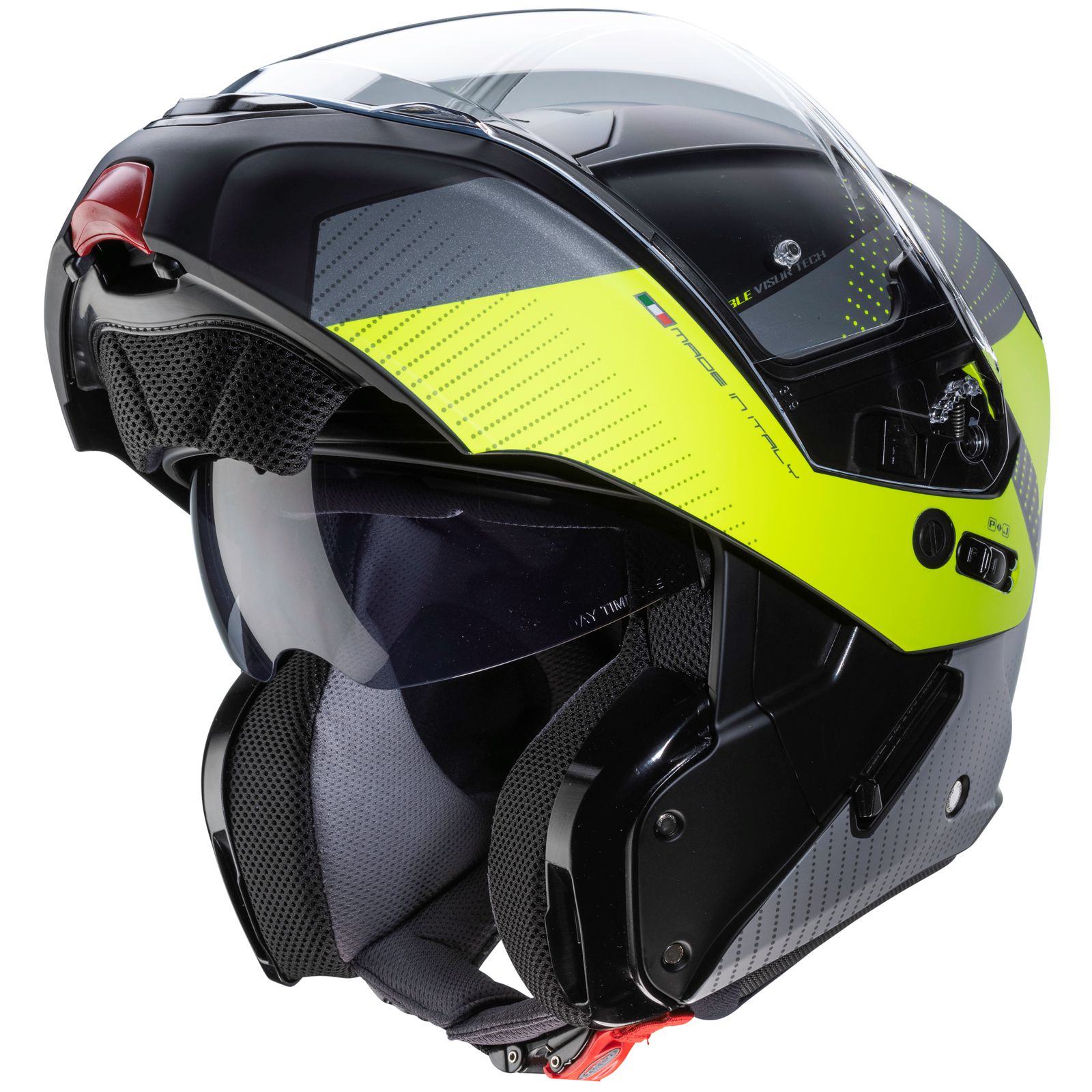 Casco Caberg Horus Scout, nero opaco/giallo fluo-grigio