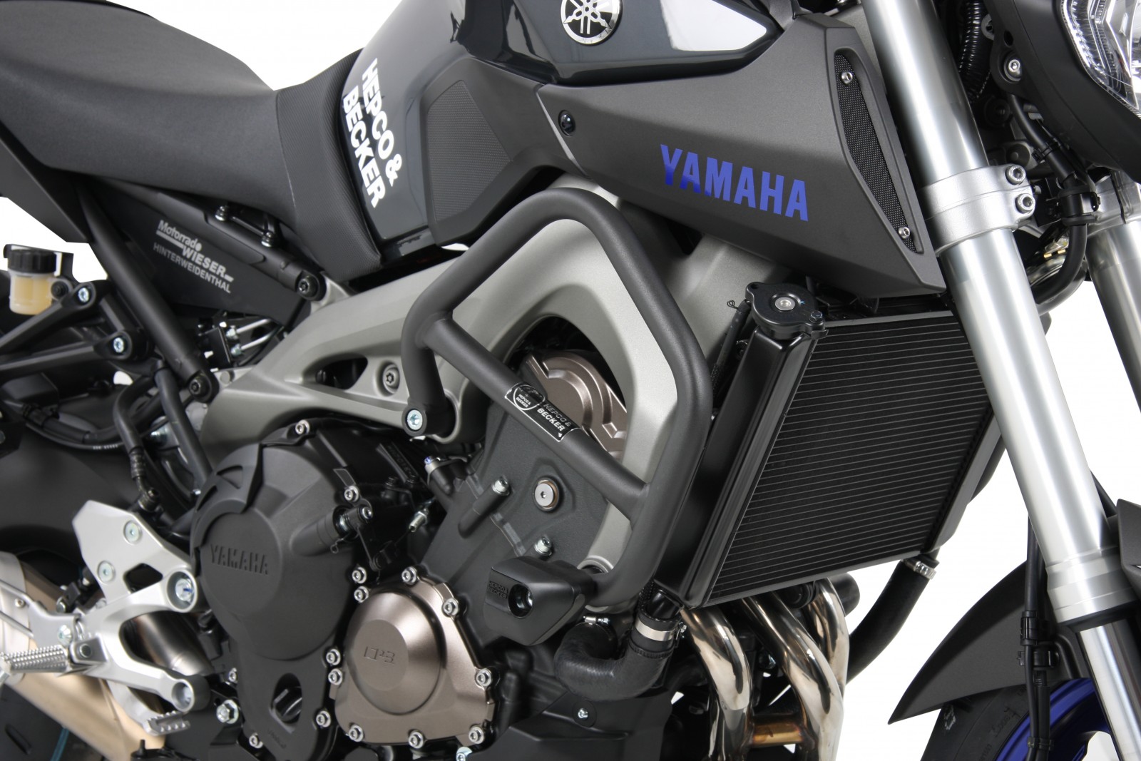 Barra di protezione motore con ProtectionPad antracite per Yamaha MT-09 (Bj.14-16) Hepco & Becker