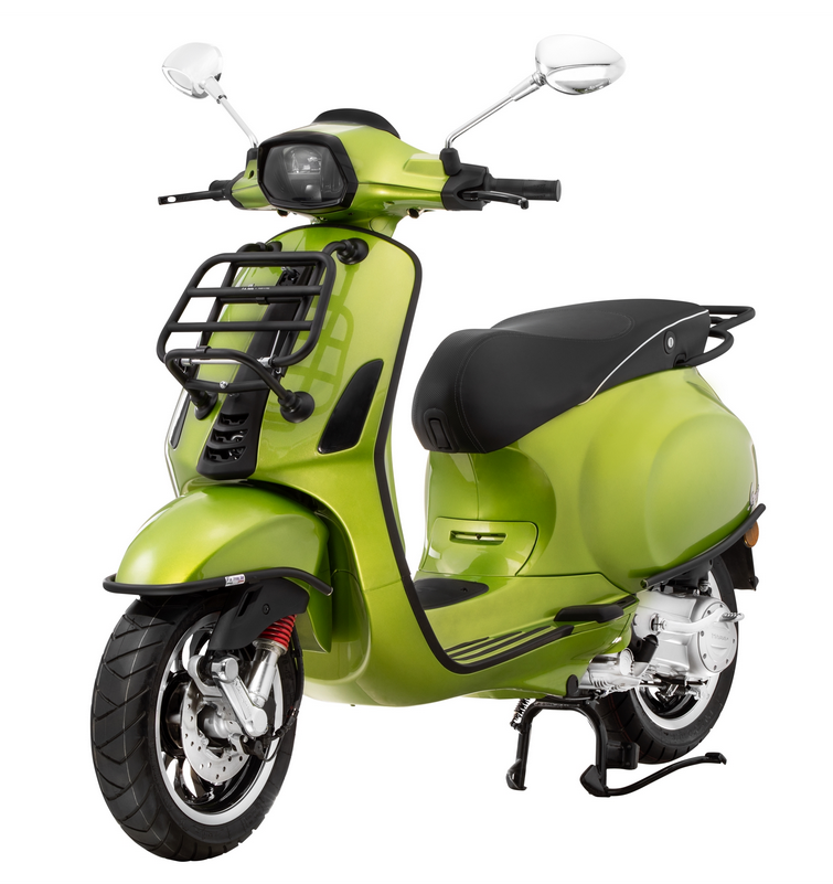 Portapacchi anteriore per Vespa Primavera /Sprint /Elettrica 50-150ccm, pieghevole, nero opaco