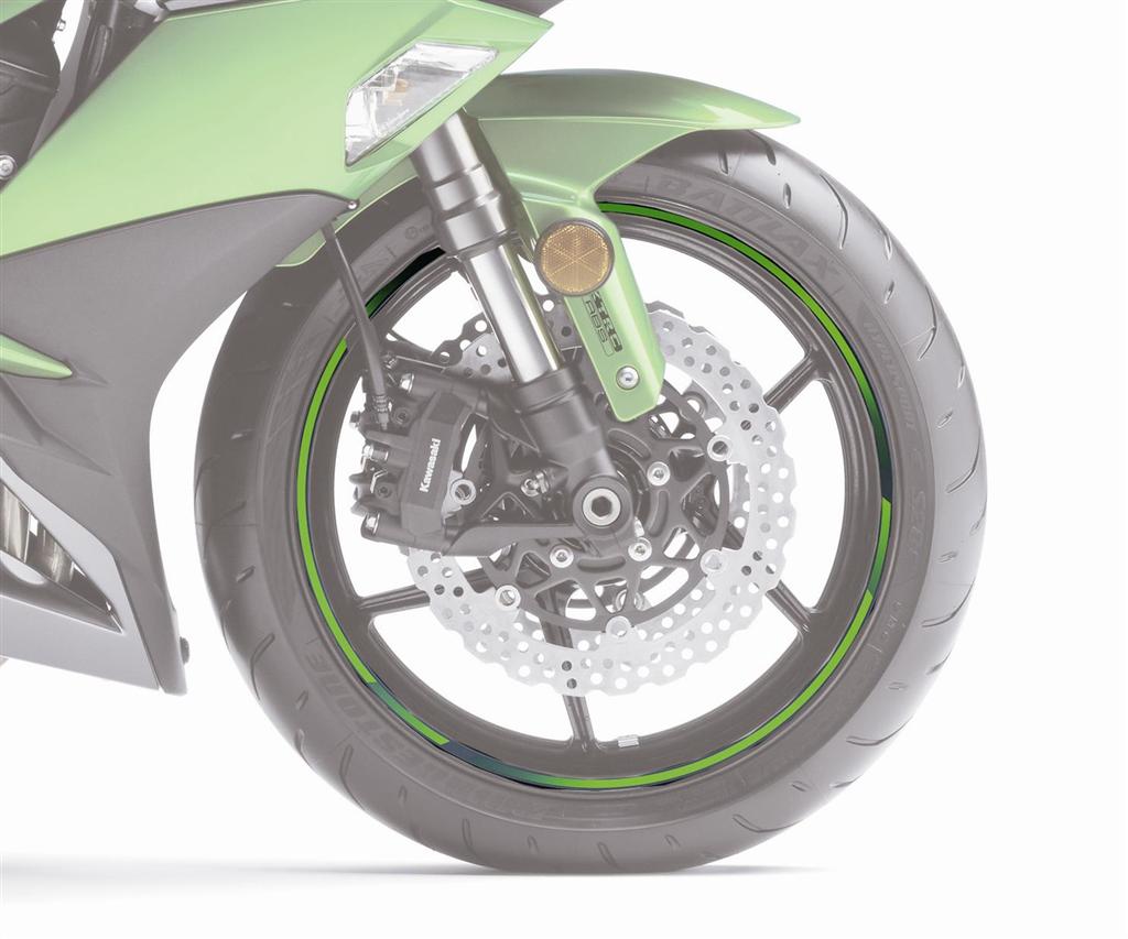 Set di anelli per cerchi verdi originali Kawasaki
