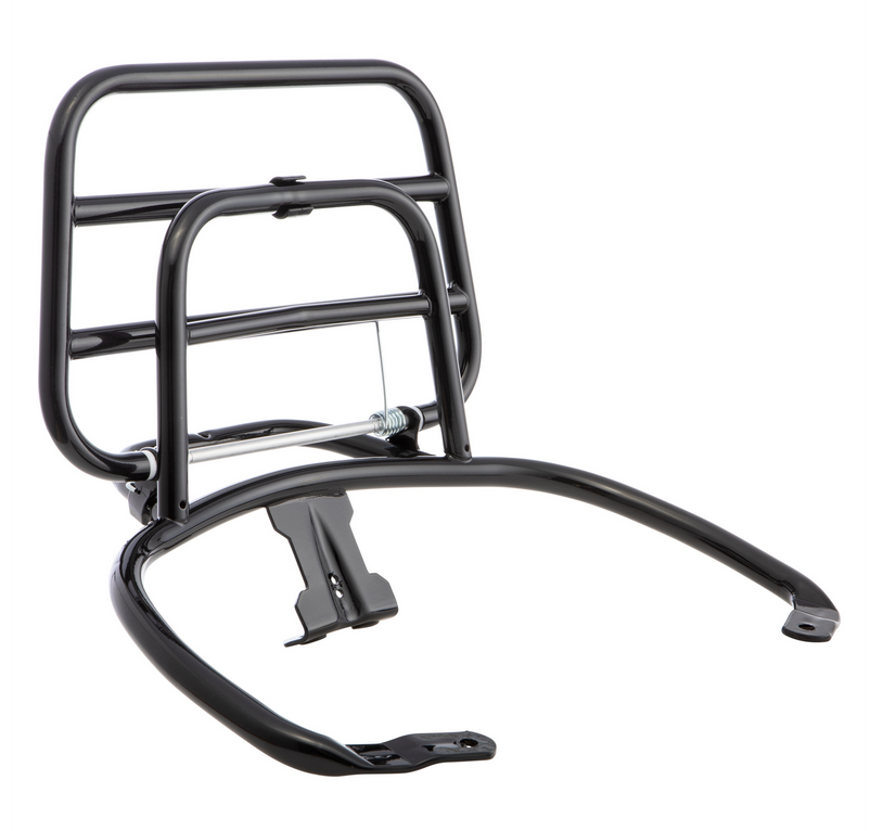 Portapacchi posteriore per Vespa Primavera /Sprint 50-150ccm, pieghevole, nero lucido