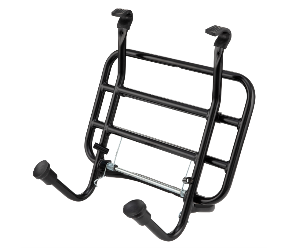 Portapacchi anteriore per Vespa PX 80-200cc, pieghevole, nero