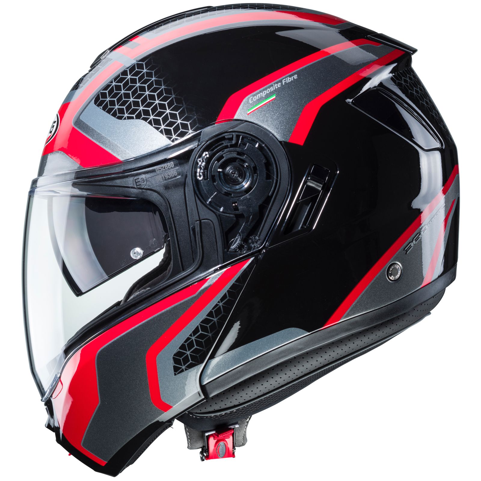Caberg Casco Levo Sonar, nero/rosso-antracite
