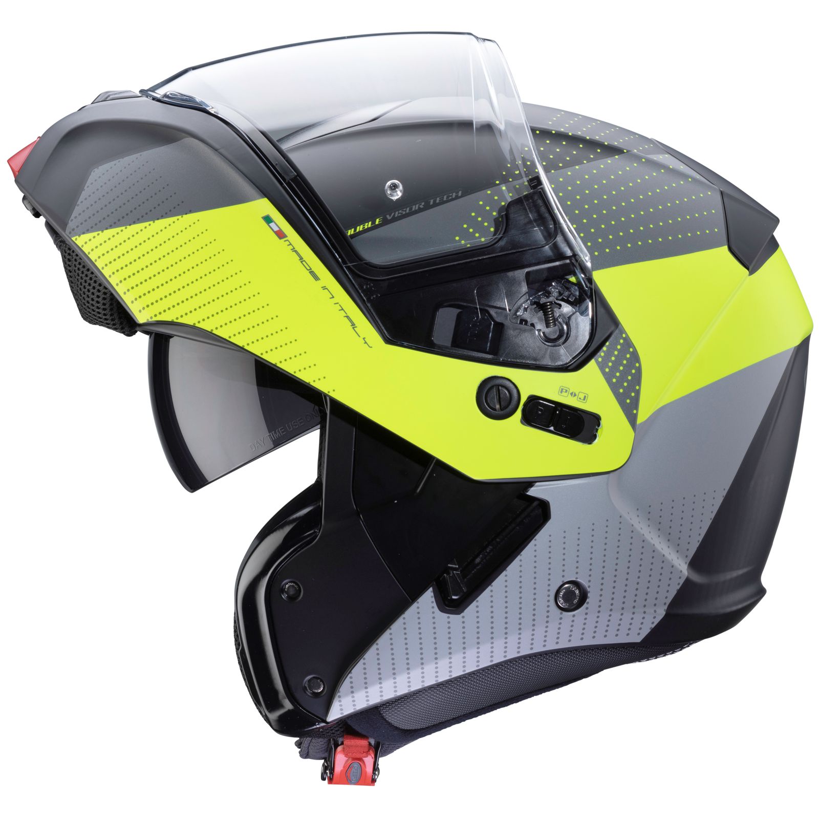 Casco Caberg Horus Scout, nero opaco/giallo fluo-grigio