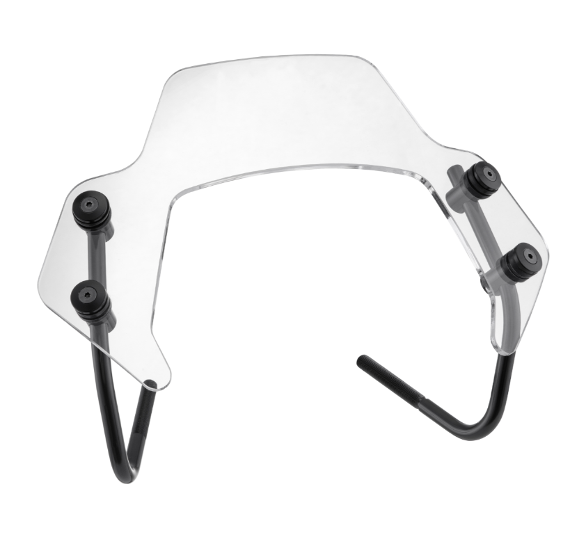 Flyscreen per Vespa Sprint 50-150cc 2T/4T, supporti neri, trasparenti