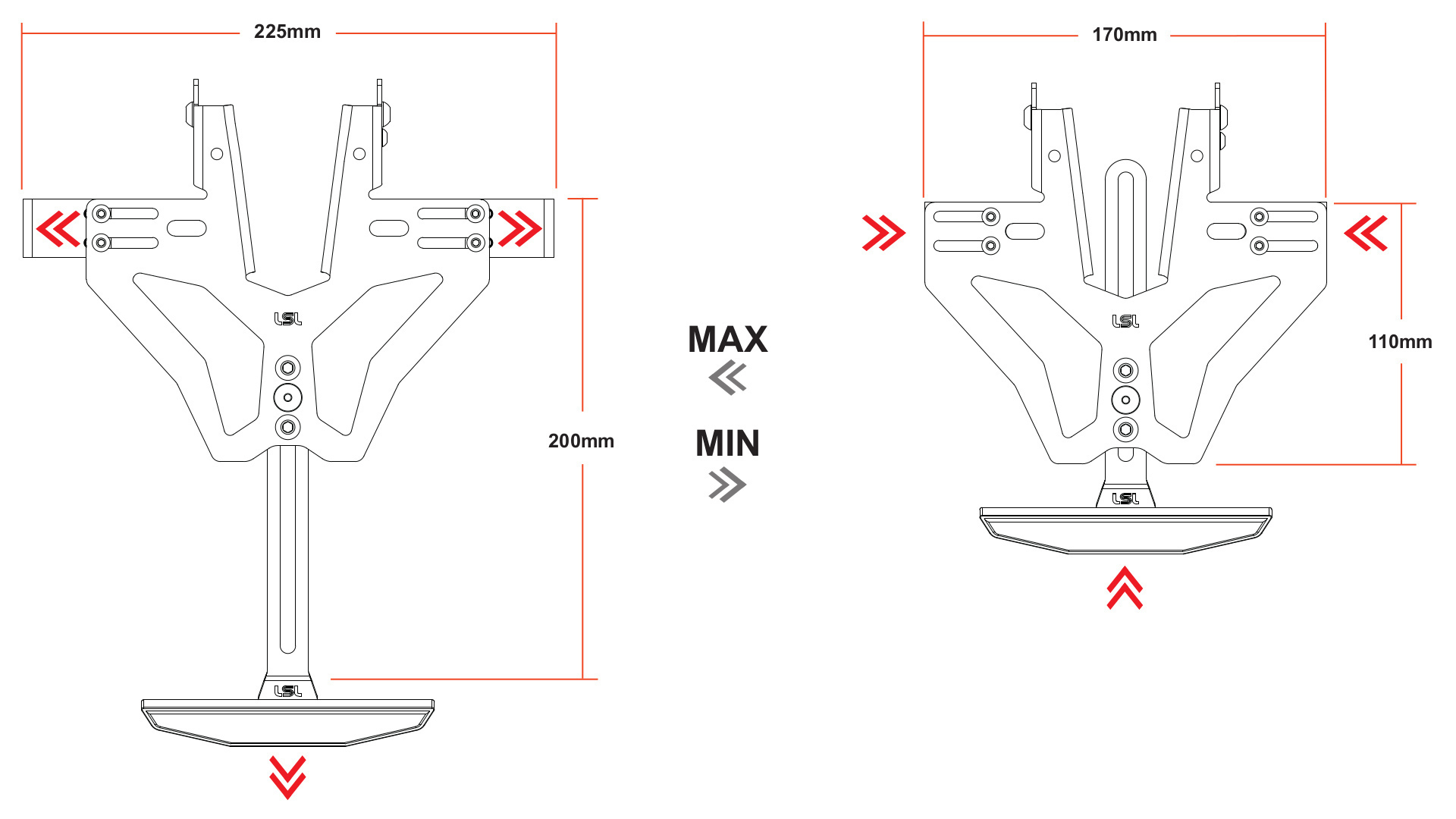 Portatarga corto con luce targa per Honda CB 750 Hornet (23-)
