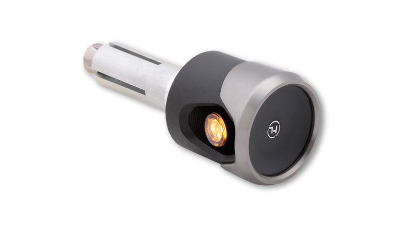 HIGHSIDER Pro Akron-Flash LED Bar End Indicator Housing Nero-Titanio / Lente Arancione (coppia), anteriore