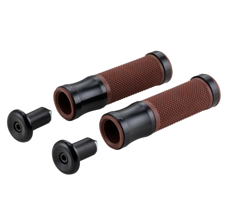 Manopole Ø 24/24 mm, L 125 mm per Vespa PX 125-200cc, nero lucido/marrone
