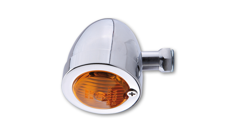 HIGHSIDER Smart Bullet Alloggiamento indicatore di direzione a lampadina piatta cromato / lente arancione (pezzo), anteriore e posteriore