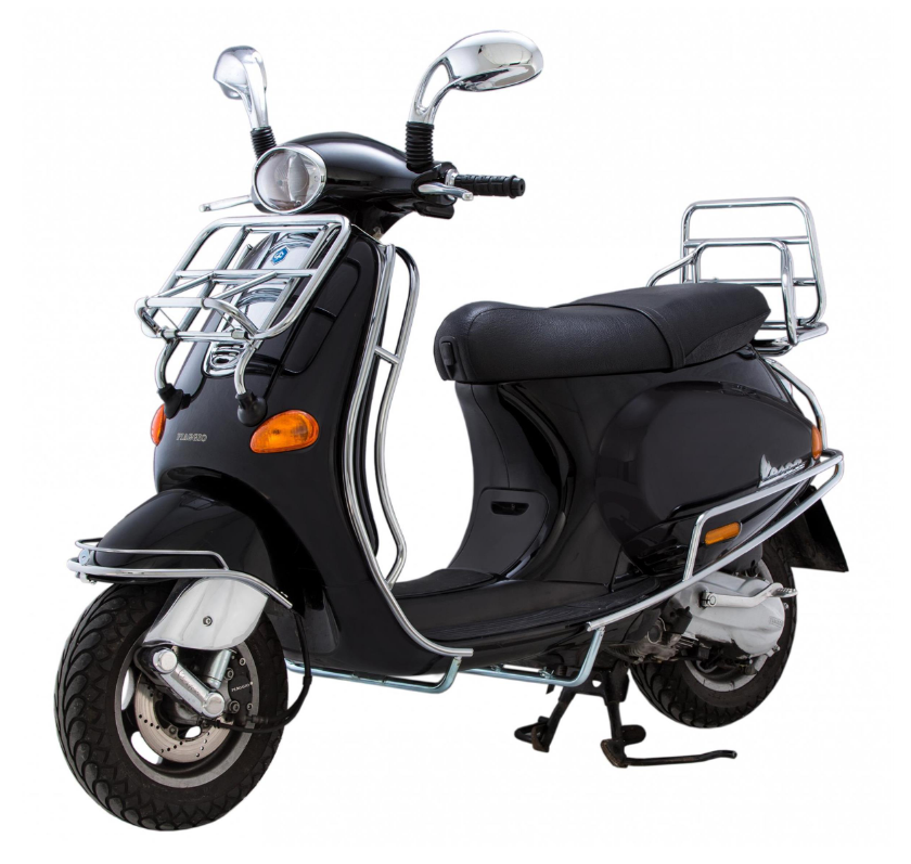 Portapacchi anteriore per Vespa ET2/ET4 50-150cc, pieghevole, cromato