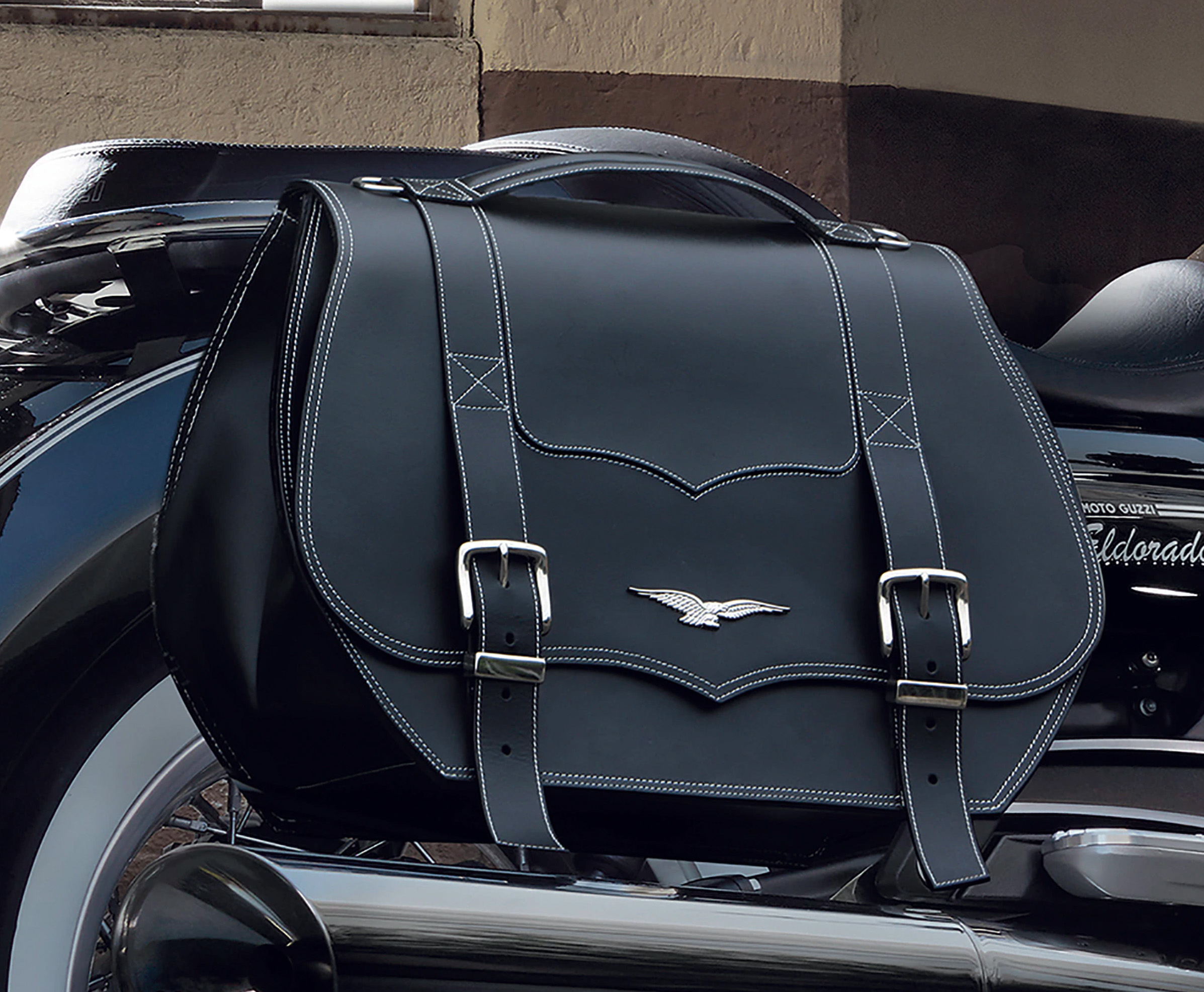 Borse originali, in pelle, nere, 23 l per Moto Guzzi Eldorado