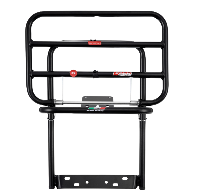 Portapacchi posteriore per Vespa PX 80-200cc, pieghevole, nero