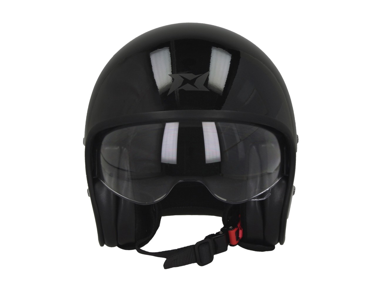 Casco jet Axxis Hornet Fiber SV, tinta unita, nero, lucido, fibra di vetro, ECE 22.06