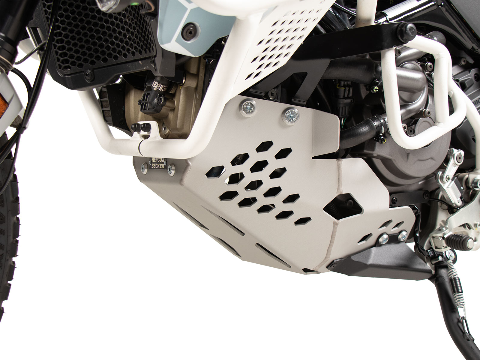 Piastra di protezione motore argento per Ducati DesertX (22-) Hepco & Becker