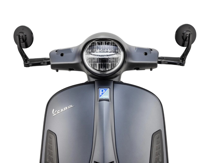 Specchio da manubrio per Vespa, destro o sinistro, rotondo, nero lucido